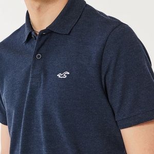 NWT / Men HOLLISTER Co. / Epic Flex Stretch Polo Shirt / SMALL / Heather Navy